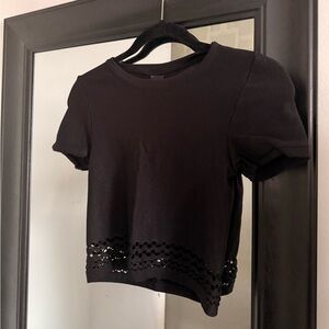 Express Black Ribbed Body Contour Crop Top
